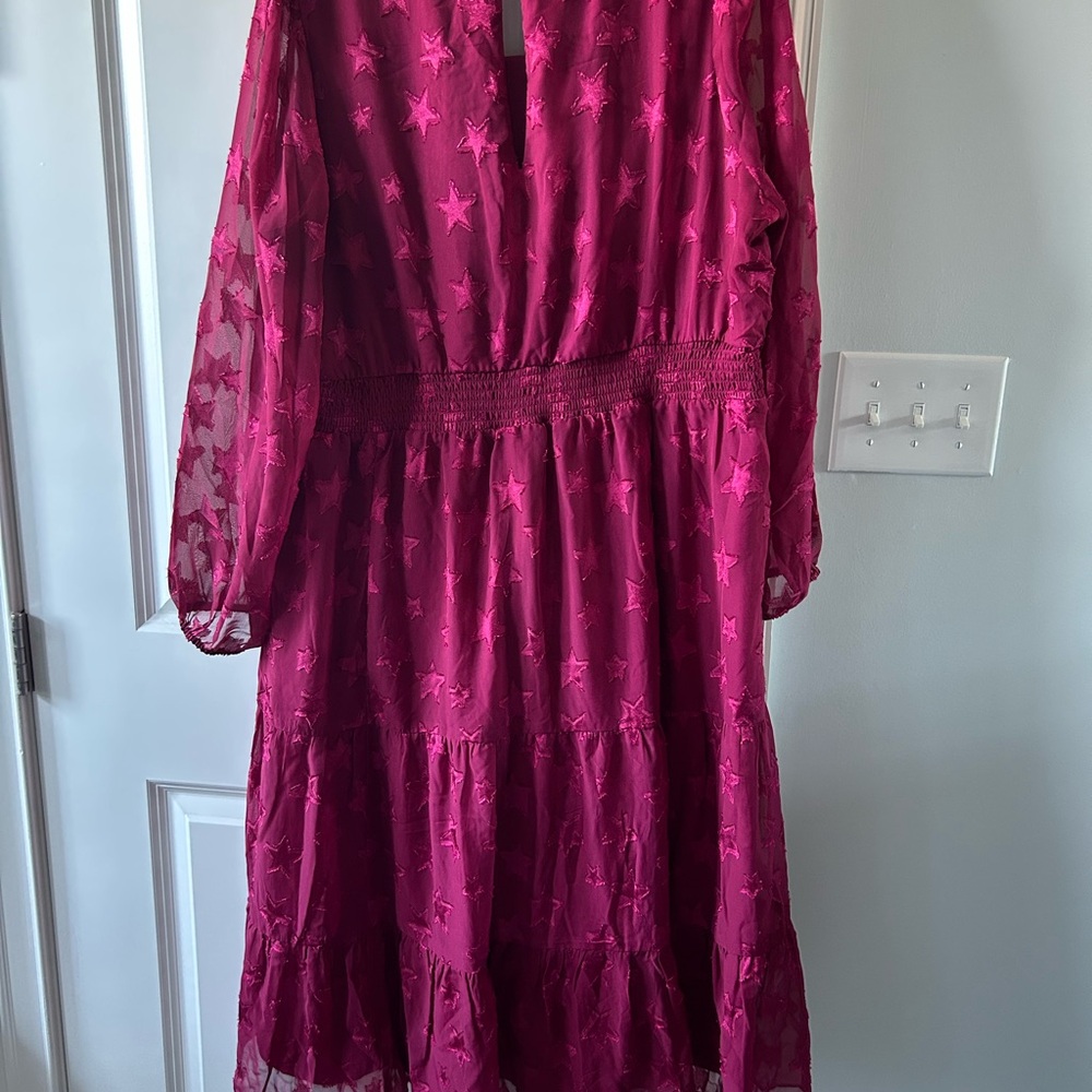 Torrid Starry Patchwork Burgundy Dress
